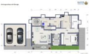Grundriss Untergeschoss - Einfamilienhaus in Creglingen mit Doppelgarage und Garten.